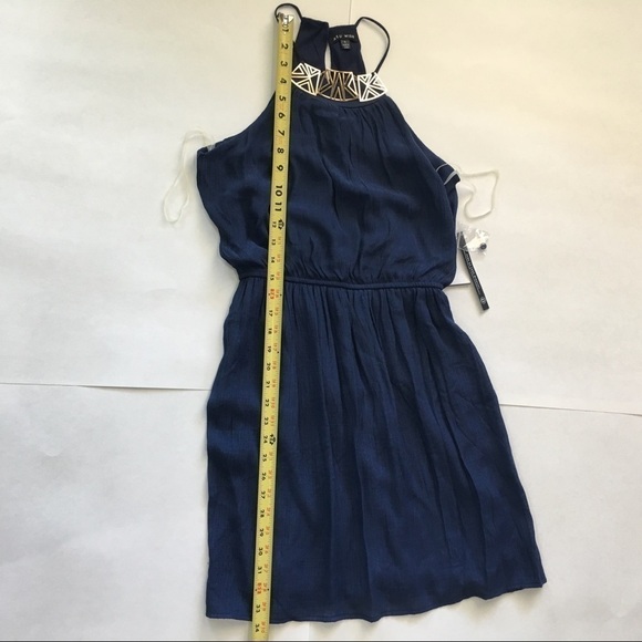 As U Wish NWT Blue Gold halter dress size small - Picture 6 of 7